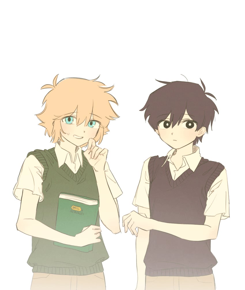 sunny, omori, basil, and stranger (omori) drawn by iomor_snuuy