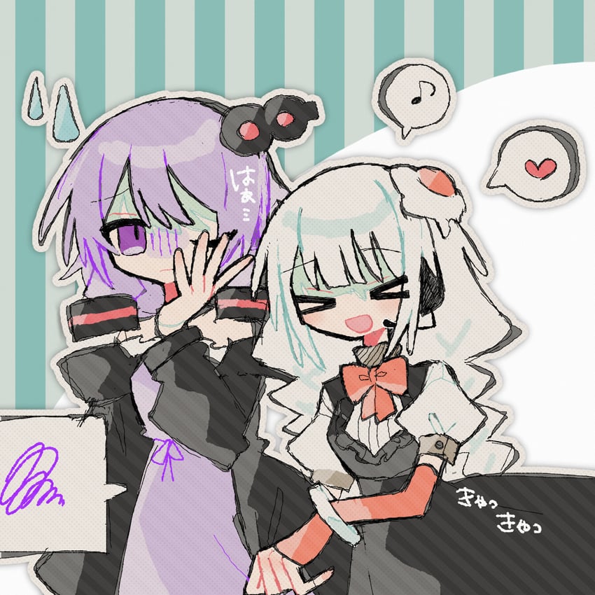 yuzuki yukari and kizuna akari (vocaloid and 1 more) drawn by okashira_moppu