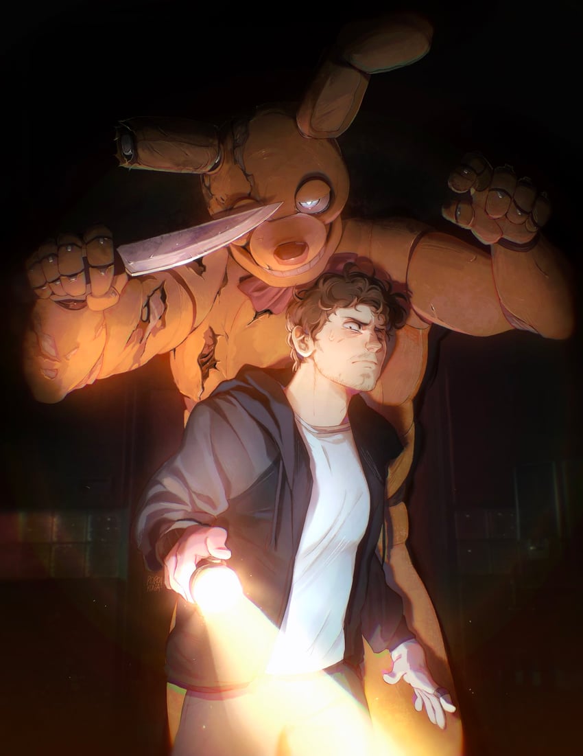 spring bonnie and mike schmidt (five nights at freddy's) drawn by rorokonaa
