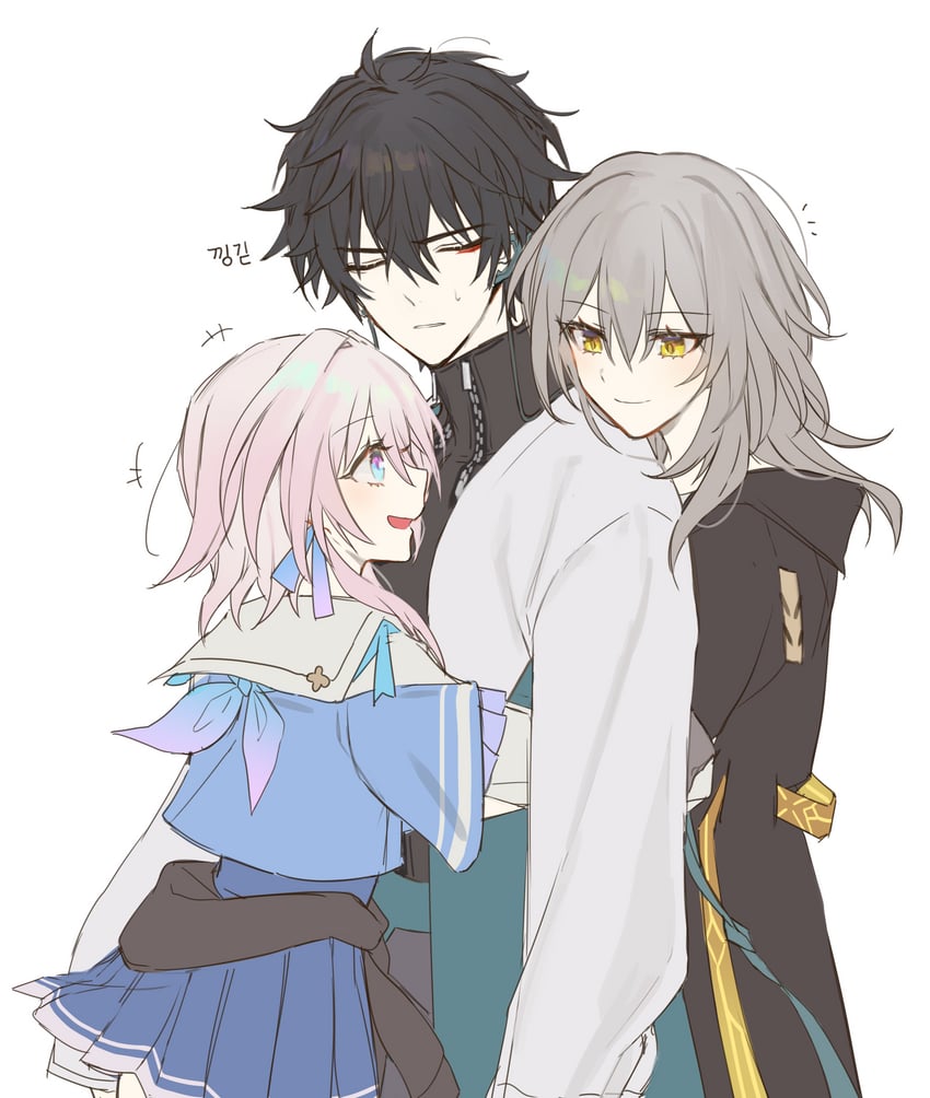 trailblazer, stelle, march 7th, and dan heng (honkai and 1 more) drawn by sp0i0ppp
