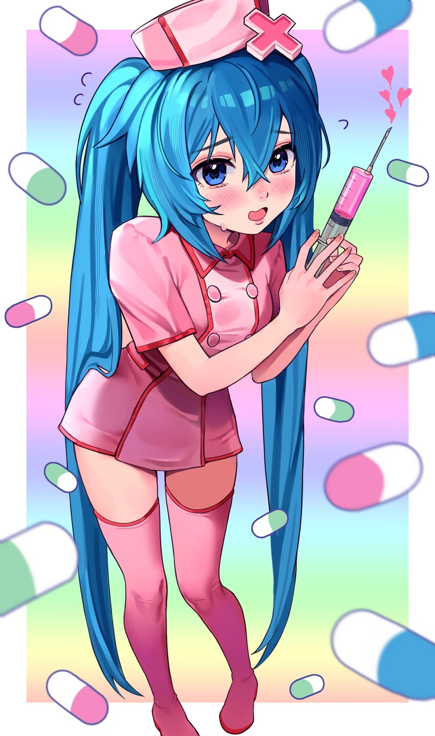 hatsune miku (vocaloid and 1 more) drawn by elfe_art