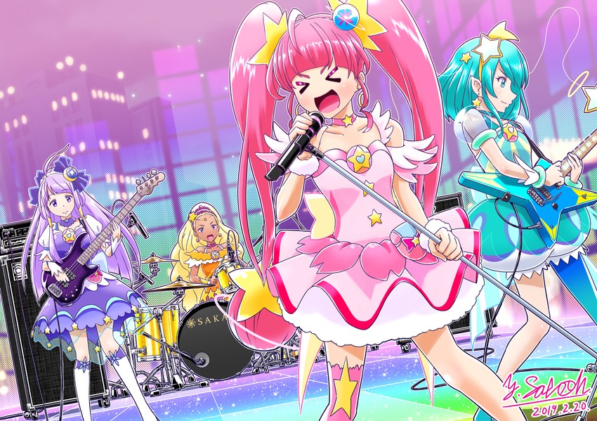 hagoromo lala, hoshina hikaru, kaguya madoka, cure milky, amamiya elena, and 3 more (precure and 1 more) drawn by satou_yasu
