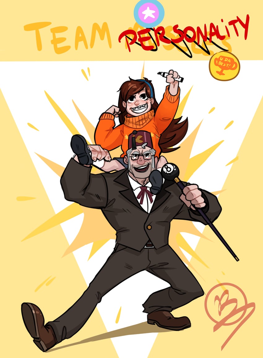 mabel pines and grunkle stan (gravity falls) drawn by cheschirebacon