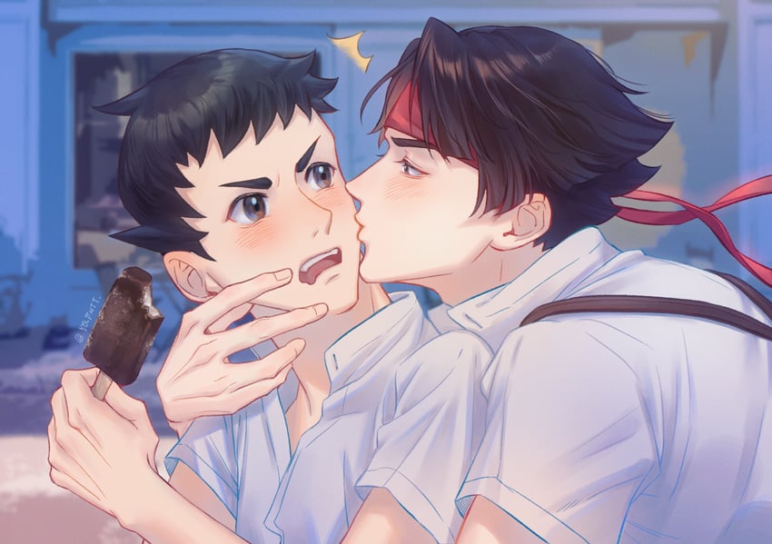 ryunosuke naruhodo and kazuma asogi (ace attorney and 1 more) drawn by kaze_(yznyttdgs)