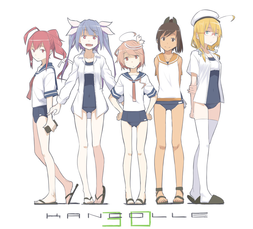 i-19, i-58, i-401, i-8, and i-168 (kantai collection) drawn by kawashina_(momen_silicon)