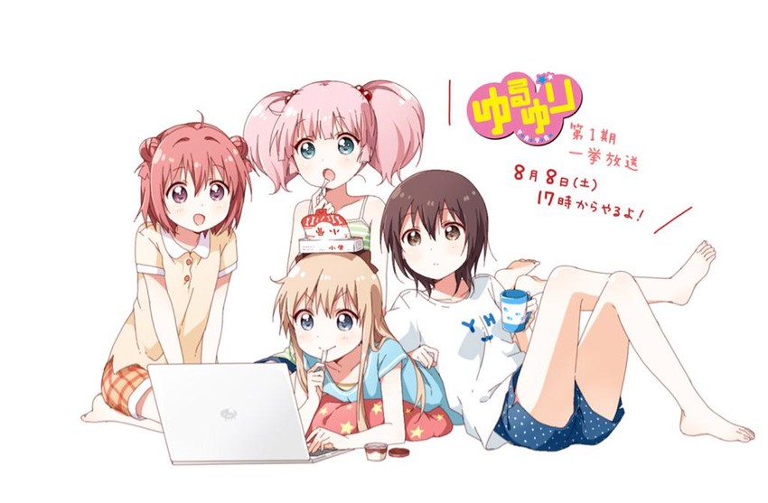 toshinou kyouko, akaza akari, funami yui, yoshikawa chinatsu, and namori (yuruyuri) drawn by namori