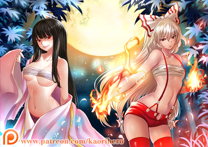fujiwara no mokou and houraisan kaguya (touhou) drawn by kaorihero