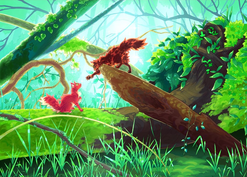 squirrelstar and tawnypelt (warrior cats and 1 more) drawn by kitty_(fernwhisker)