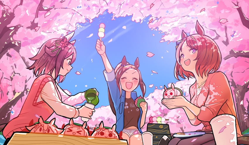 sakura chiyono o, sakura bakushin o, and sakura laurel (umamusume) drawn by takuan_(taku1219oekaki)