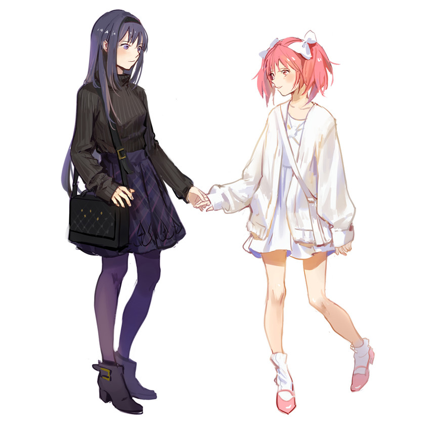 akemi homura and kaname madoka (mahou shoujo madoka magica) drawn by achyue