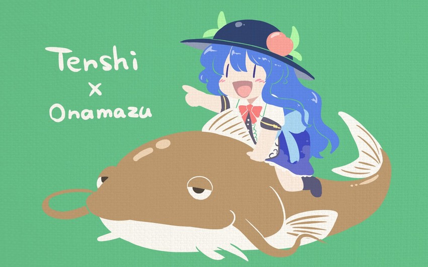 hinanawi tenshi and namazu (touhou and 1 more) drawn by itatatata