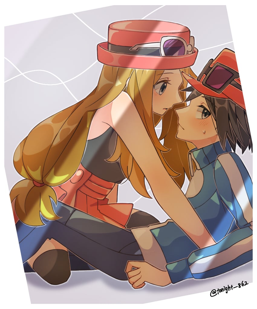 serena and calem (pokemon and 1 more) drawn by rain_(tonight_862)