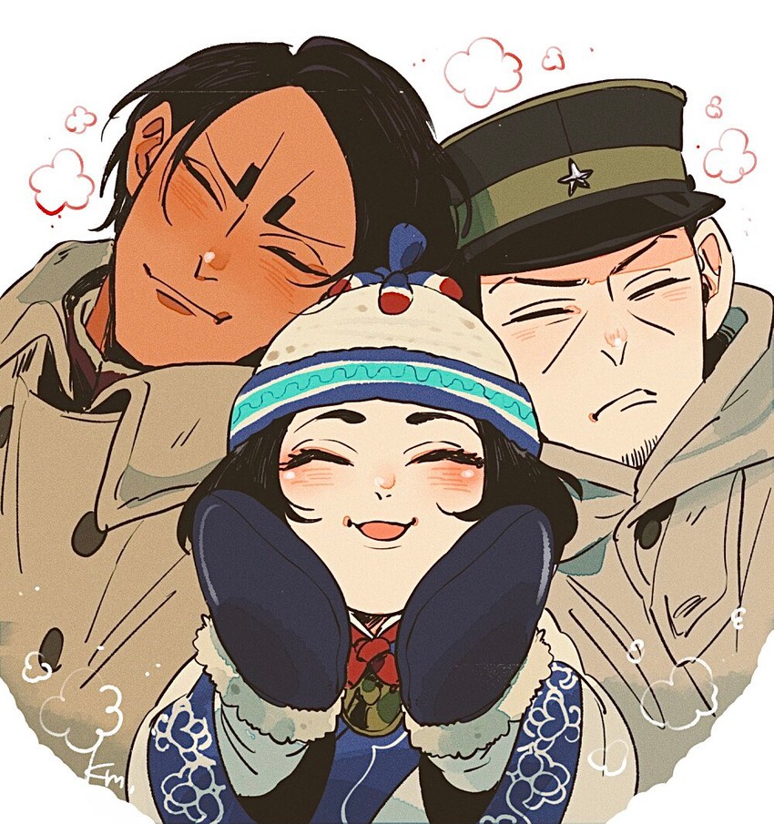 tsukishima hajime, koito otonoshin, and enonoka (golden kamuy) drawn by komarou_(4km_ro)