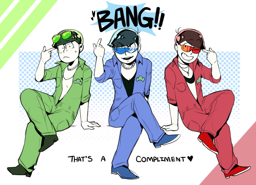 matsuno osomatsu, matsuno karamatsu, and matsuno choromatsu (osomatsu and 1 more) drawn by nyaph