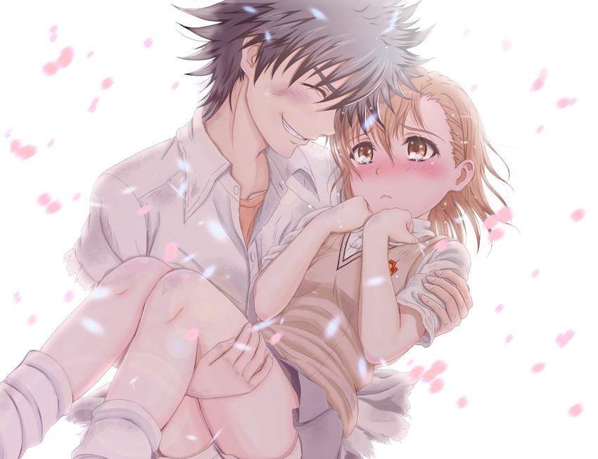 misaka mikoto and kamijou touma (toaru majutsu no index and 1 more) drawn by h.i.t_(59-18-45)