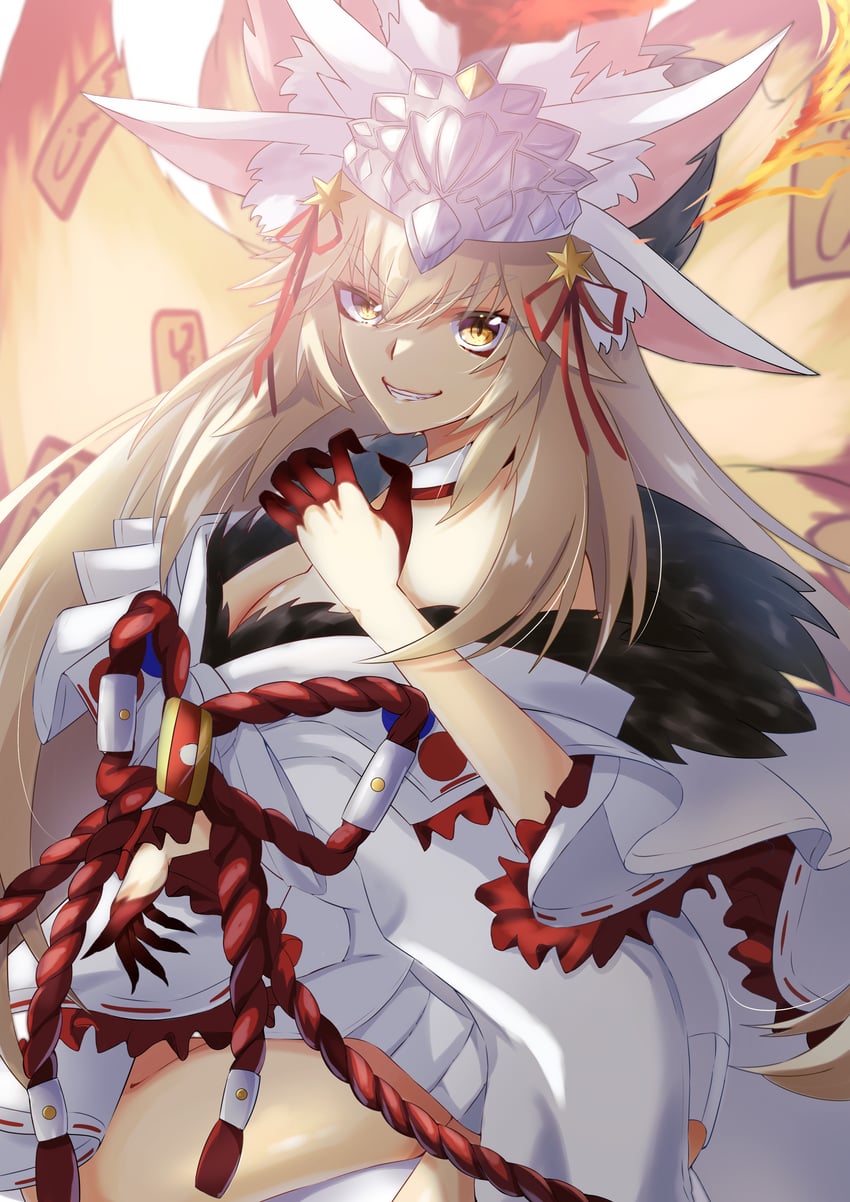 tamamo and koyanskaya (fate and 1 more) drawn by one_heart1201
