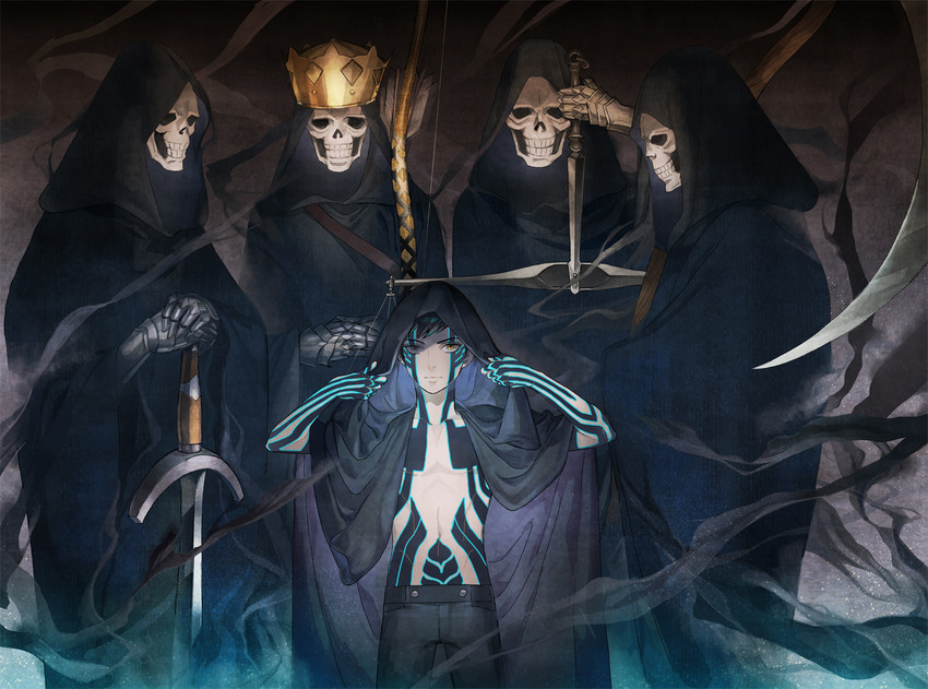 demi-fiend, white rider, pale rider, red rider, and black rider (shin megami tensei and 1 more) drawn by nobingo