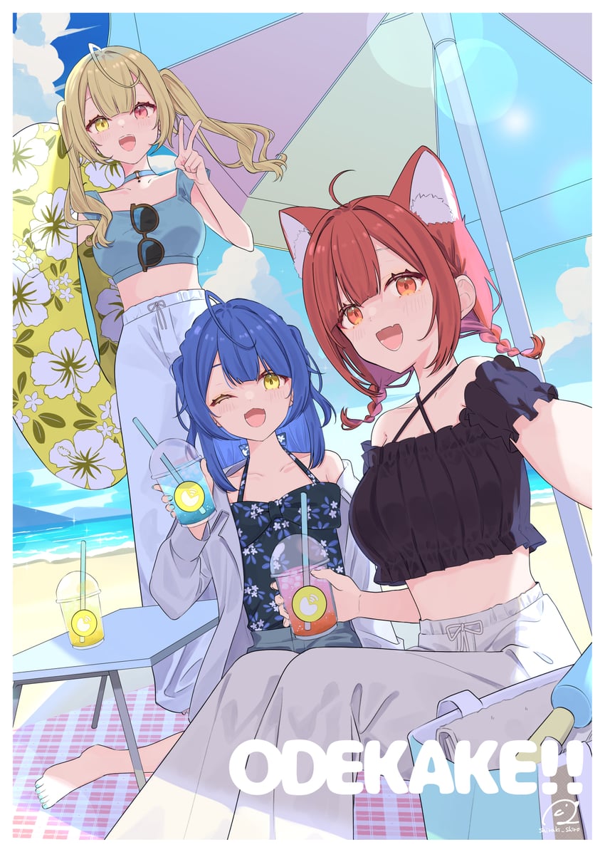 hoshikawa sara, amamiya kokoro, and ratna petit (nijisanji) drawn by shiraki_shiro