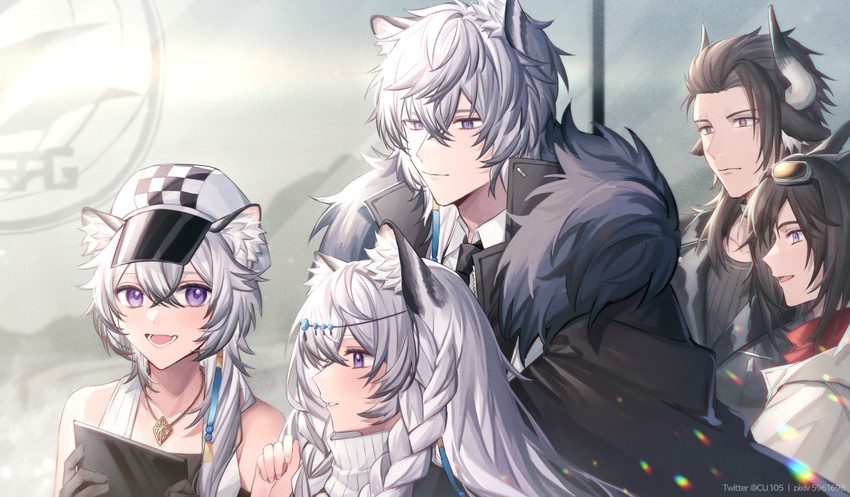 pramanix, silverash, cliffheart, matterhorn, and courier (arknights) drawn by coyucom
