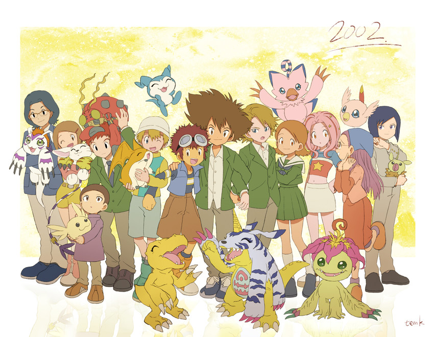 yagami hikari, yagami taichi, tailmon, agumon, tachikawa mimi, and 19 more (digimon and 1 more) drawn by temk