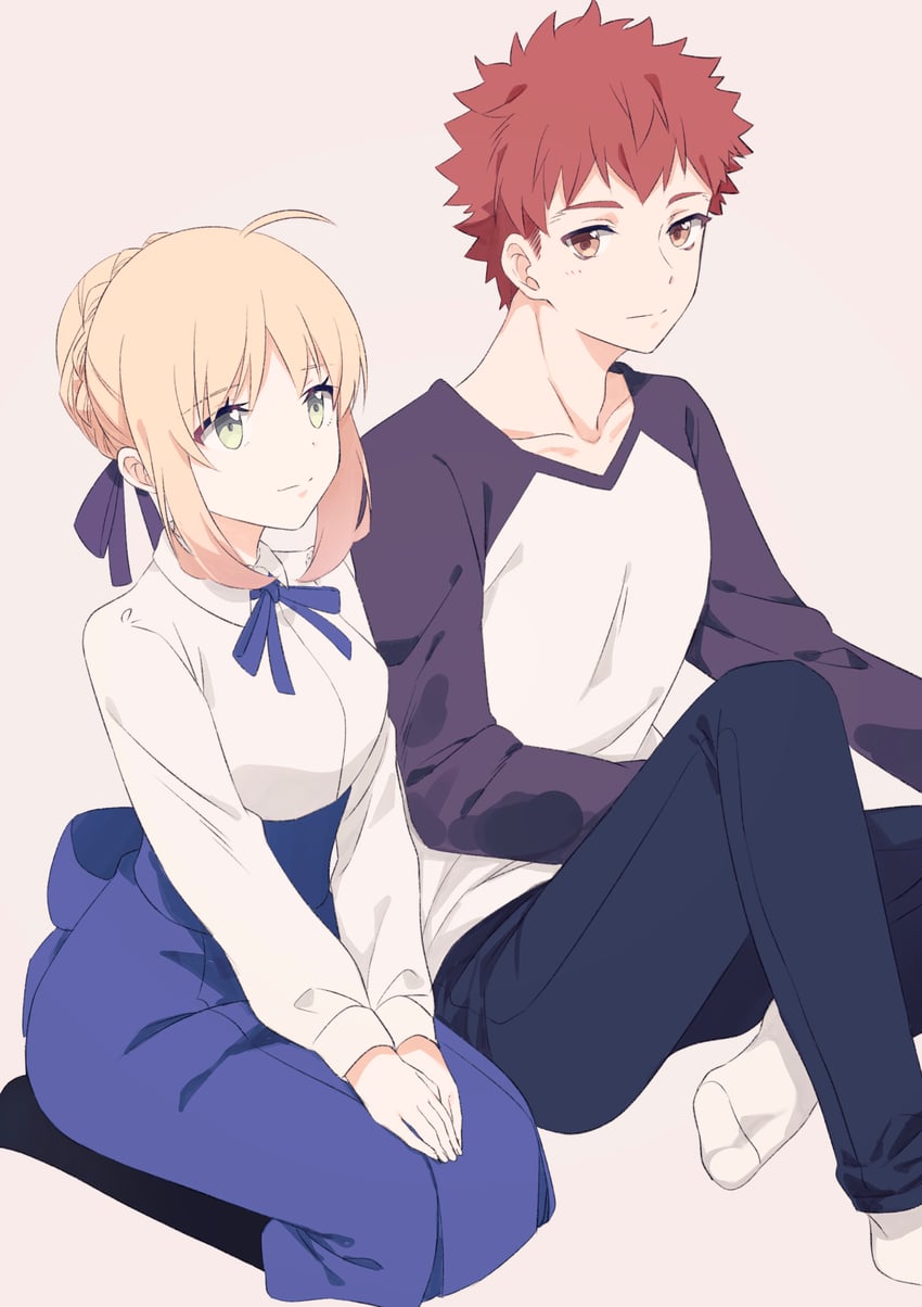 artoria pendragon, saber, and emiya shirou (fate and 1 more) drawn by suzuakks