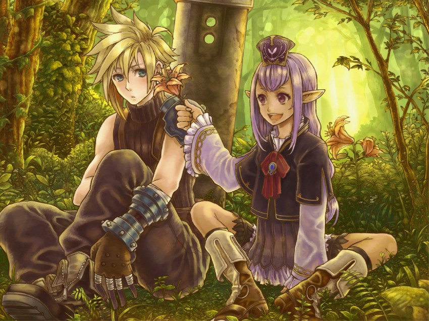 cloud strife, sabotender, and prishe (final fantasy and 4 more) drawn by nanase_shie