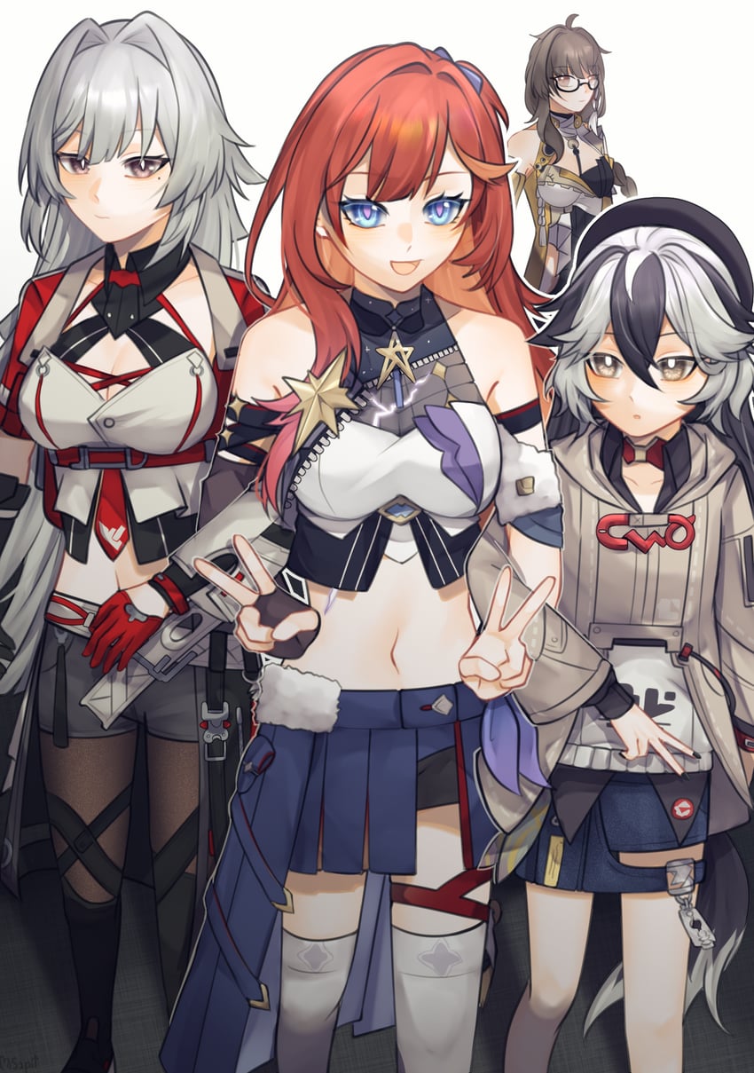 coralie 6626 planck, senadina, erdos helia, and female dreamseeker (honkai and 1 more) drawn by misapit