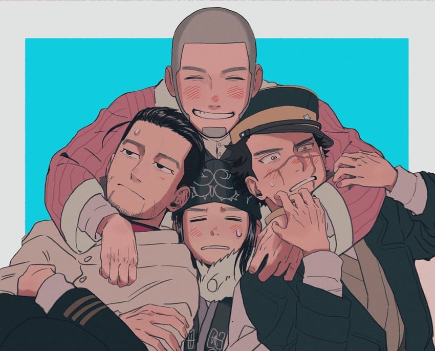 sugimoto saichi, ogata hyakunosuke, asirpa, and shiraishi yoshitake (golden kamuy) drawn by tonta_(tonta1231)