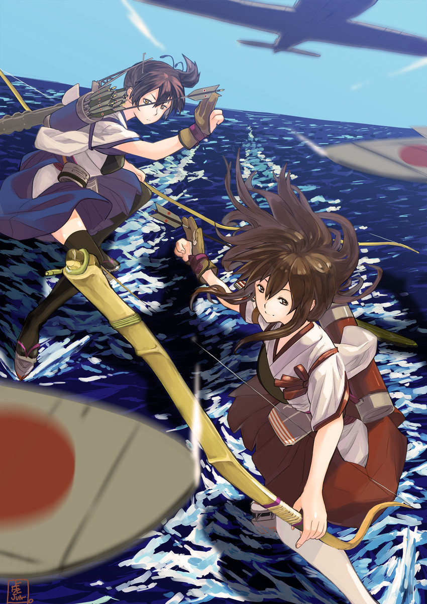 kaga and akagi (kantai collection) drawn by tora_jun