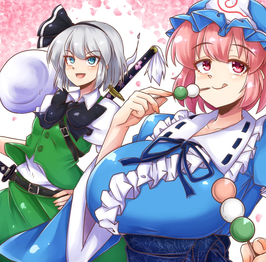 konpaku youmu and saigyouji yuyuko (touhou) drawn by norori