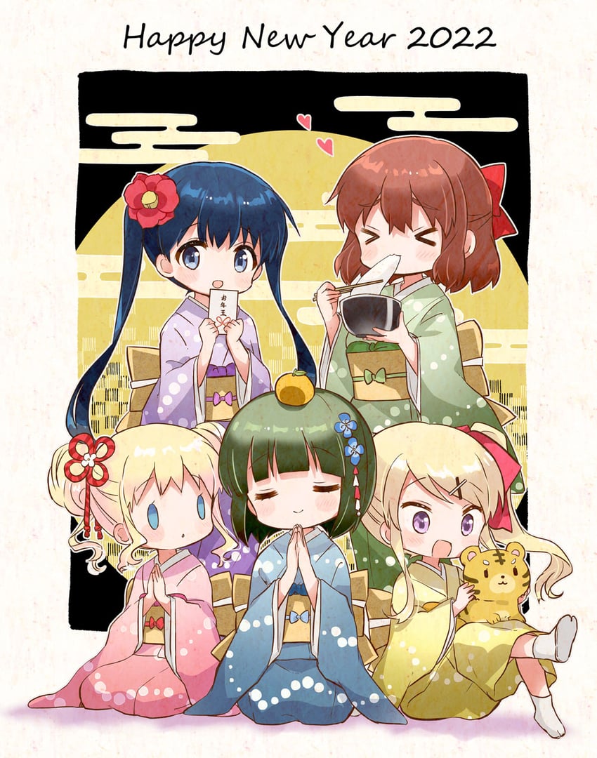 kujou karen, alice cartelet, komichi aya, oomiya shinobu, and inokuma youko (kin-iro mosaic) drawn by hara_yui