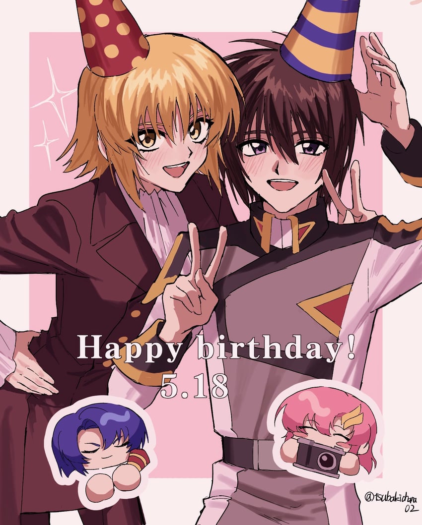 cagalli yula athha, athrun zala, lacus clyne, and kira yamato (gundam and 1 more) drawn by tsubakiohana02