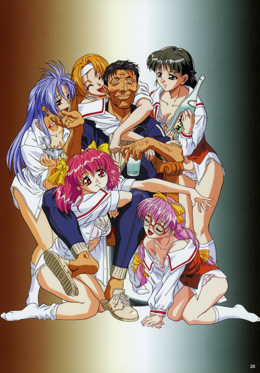 itou isaku, asakawa kotomi, sakaki miyuki, serizawa mio, mikihara akemi, and 1 more (saku and 1 more) drawn by yokota_mamoru