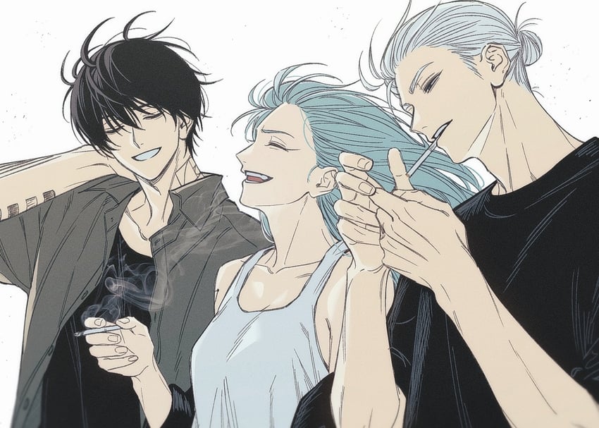 nagumo, sakamoto taro, and akao rion (sakamoto days) drawn by kuroiisana