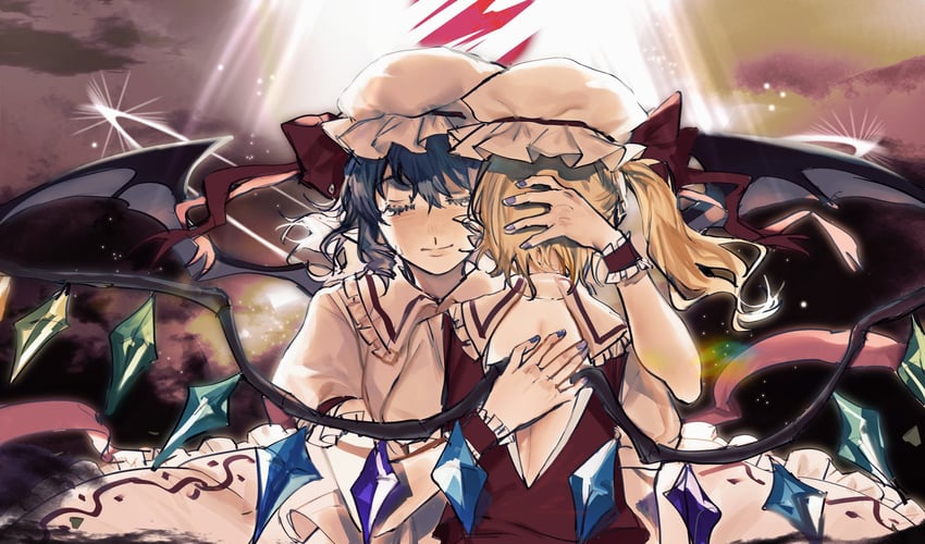 remilia scarlet and flandre scarlet (touhou) drawn by heinrich_(fernanderuddle)