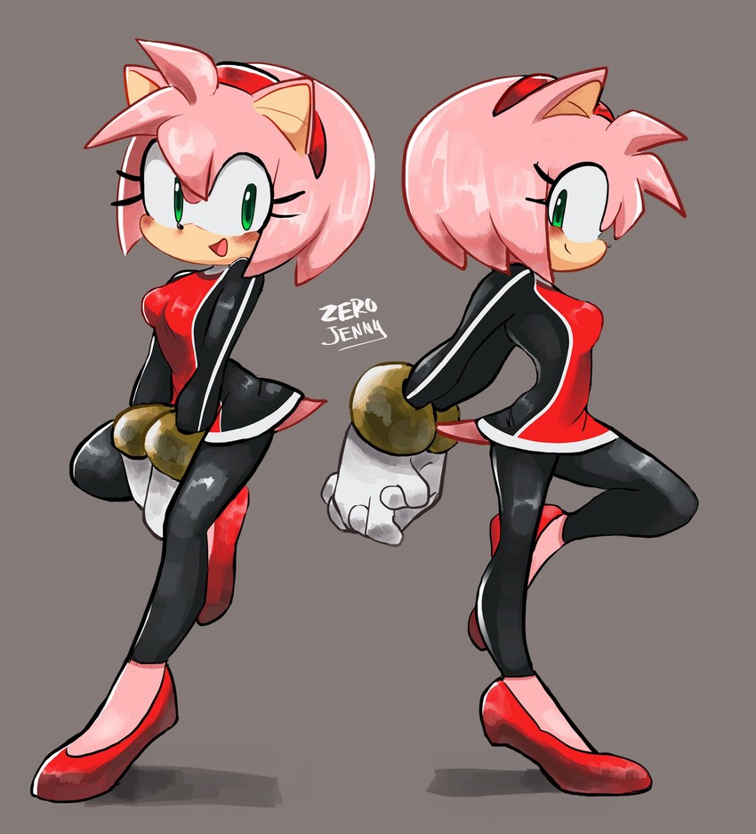 amy rose (sonic and 2 more) drawn by zer0jenny