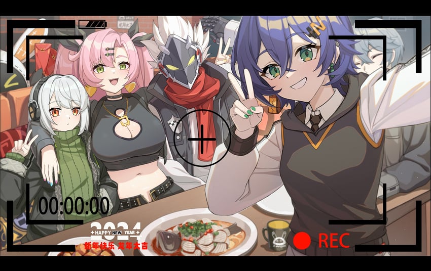 belle, wise, nicole demara, eous, anby demara, and 1 more (zenless zone zero) drawn by wangqi