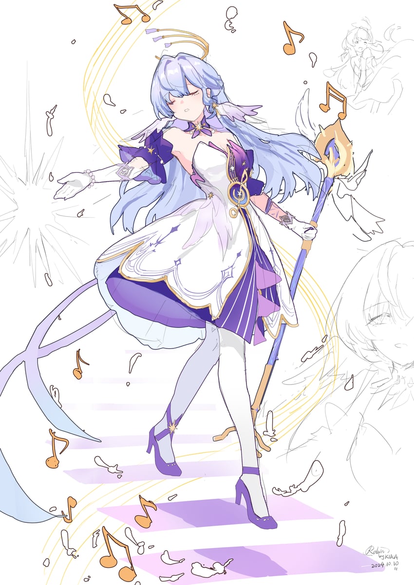 robin (honkai and 1 more) drawn by kkkula_(kula)