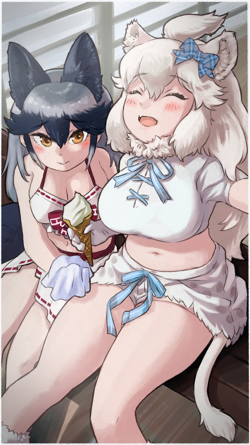 silver fox and white lion (kemono friends) drawn by toriny