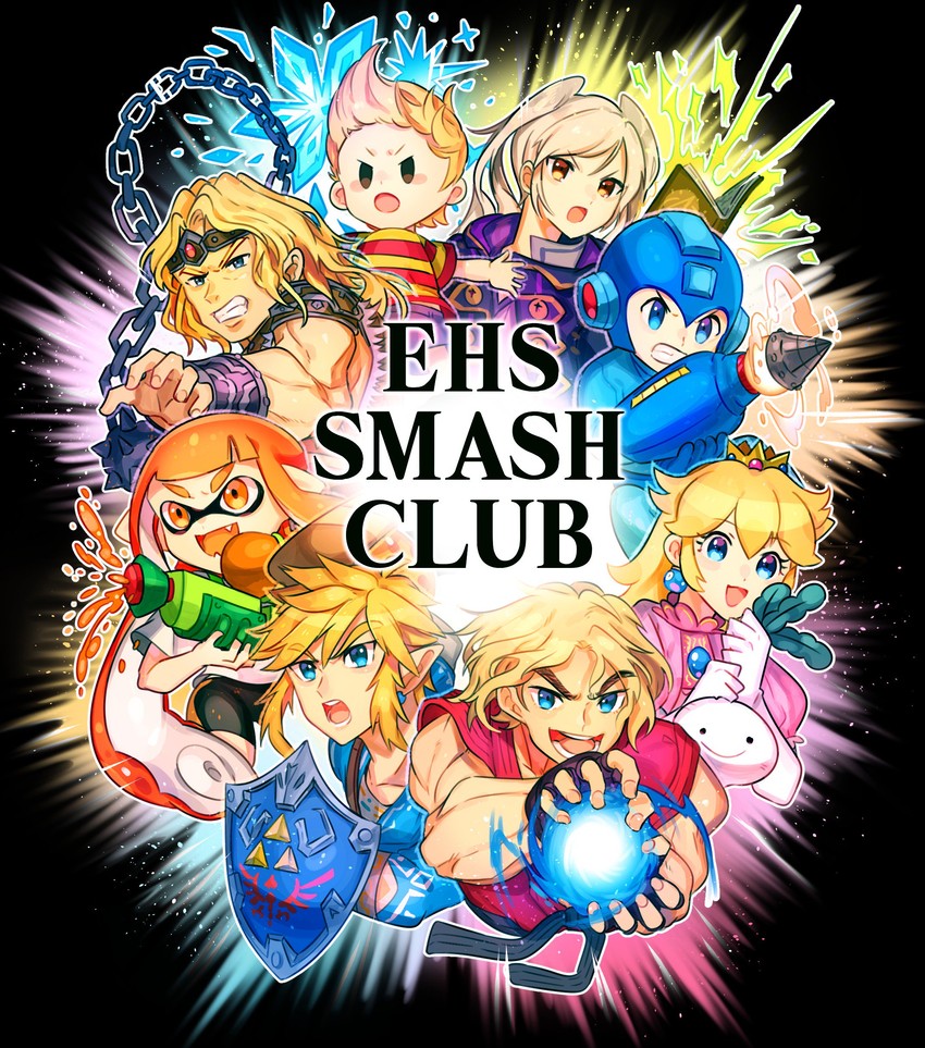 link, inkling player character, inkling girl, princess peach, female robin, and 5 more (fire emblem and 12 more) drawn by yasaikakiage