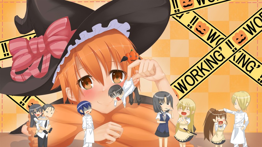 taneshima popura, inami mahiru, yamada aoi, todoroki yachiyo, satou jun, and 4 more (working!!) drawn by kabocha_dukai
