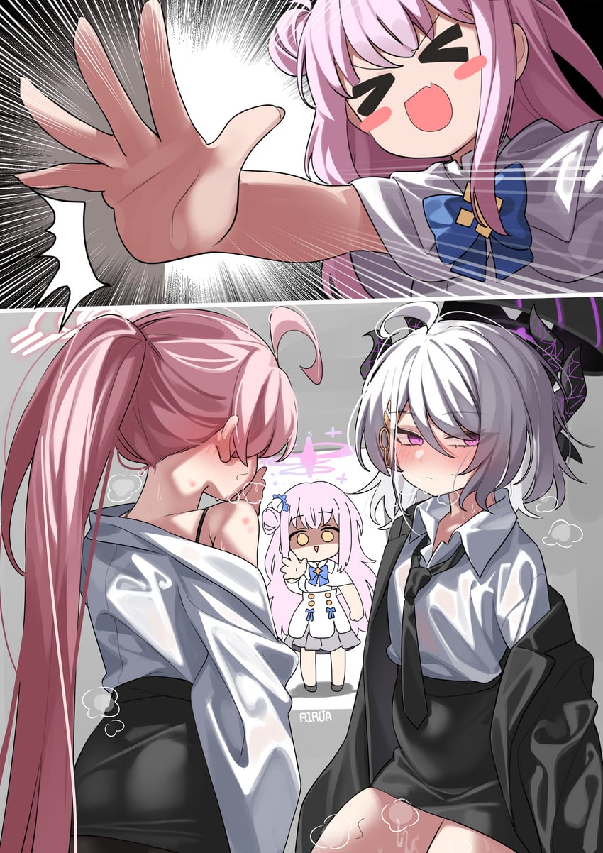 hina, hoshino, and mika (blue archive) drawn by rirua_(kjom802)