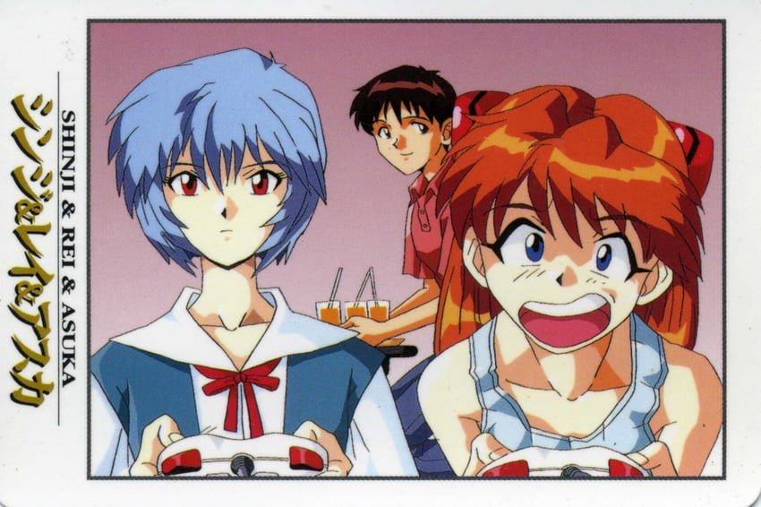 souryuu asuka langley, ayanami rei, and ikari shinji (neon genesis evangelion)
