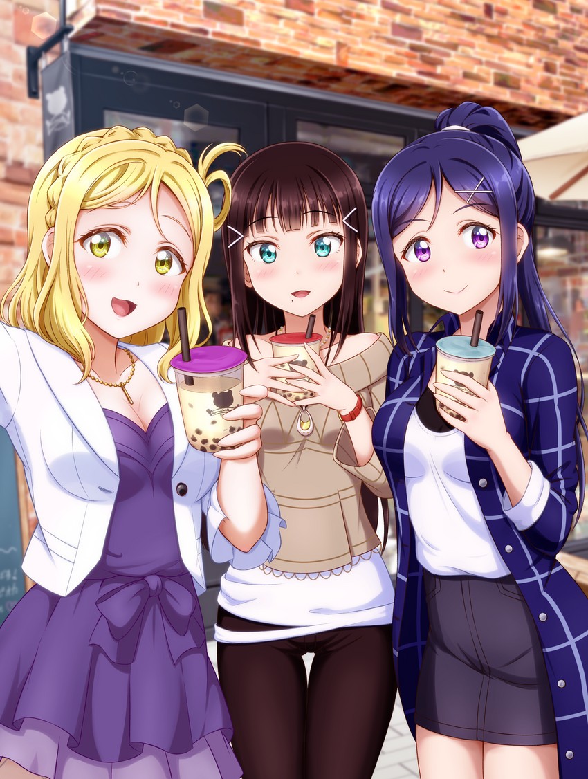 matsuura kanan, kurosawa dia, and ohara mari (love live! and 1 more) drawn by ckst