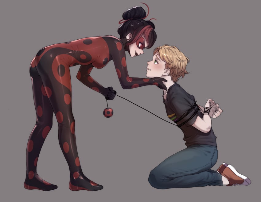 marinette dupain-cheng, adrien agreste, and shadybug (miraculous ladybug) drawn by keiori_(keiorix)