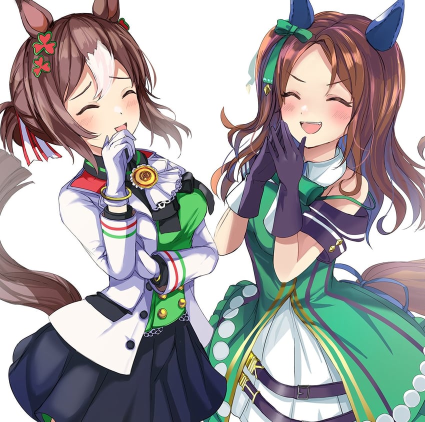 king halo and fine motion (umamusume) drawn by hanamura_pink