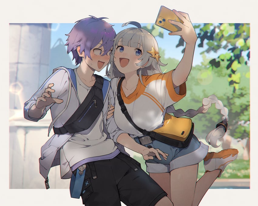 kizuna akari and yuzuki yukari's younger twin brother (voiceroid) drawn by shirinda_fureiru