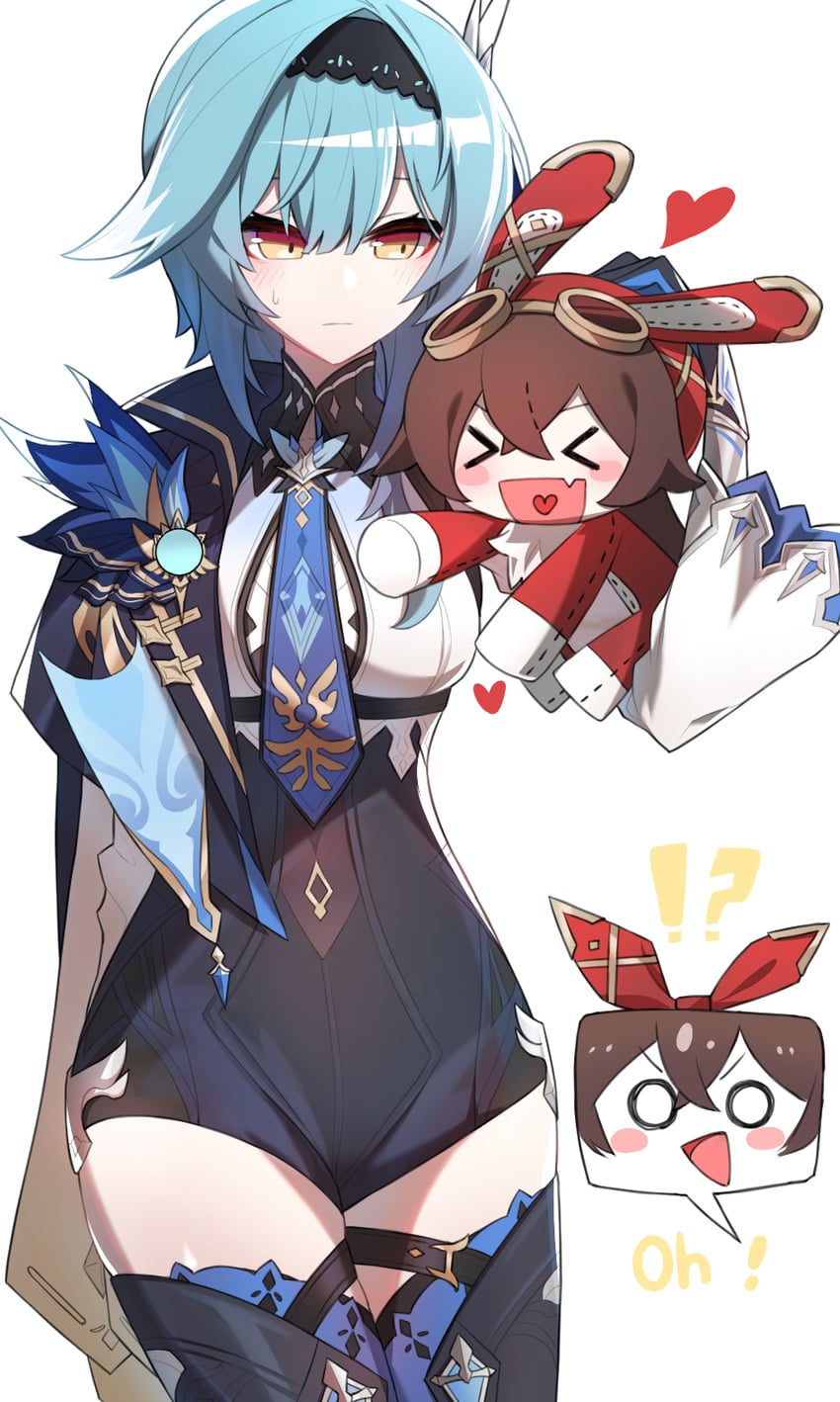 eula, amber, and baron bunny (genshin impact) drawn by tipang_(gurimulguryo)