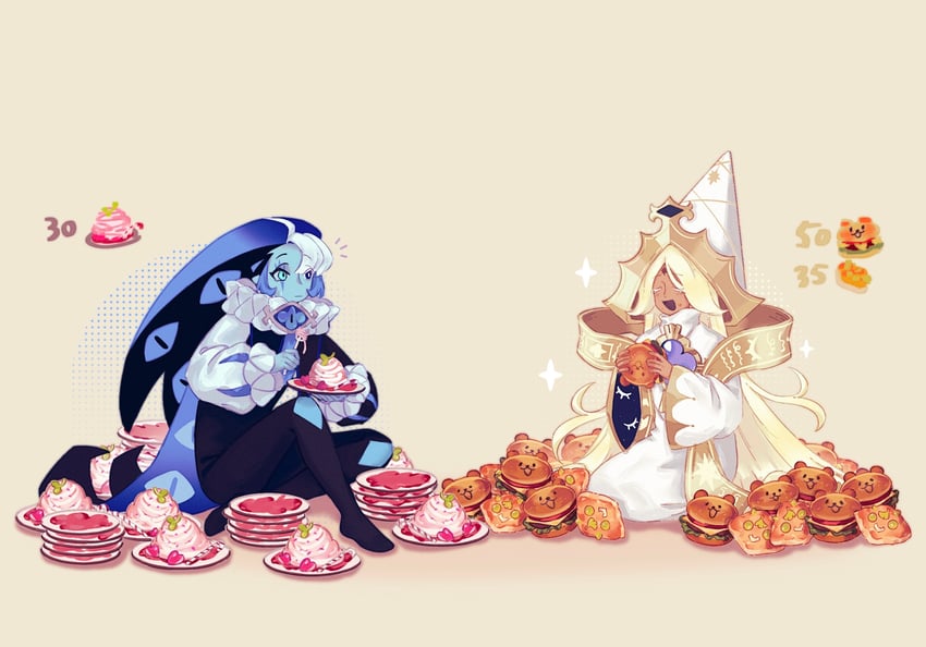 shadow milk cookie and pure vanilla cookie (cookie run and 1 more) drawn by mengyandetonghuashu