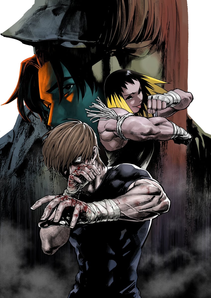 jiu jie-tae, sunny jaa, red head, lee hyun-gul, and kang du-il (fight class 3) drawn by 2hakkk